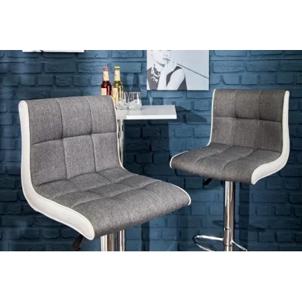 Lot de 2 tabourets de bar design en tissu gris