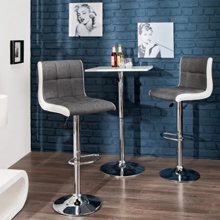 Lot de 2 tabourets de bar design en tissu gris 2