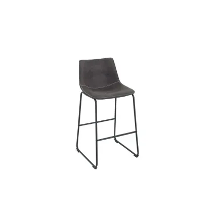 Lot de 2 tabourets de bar design vintage coloris gris en microfibre 2