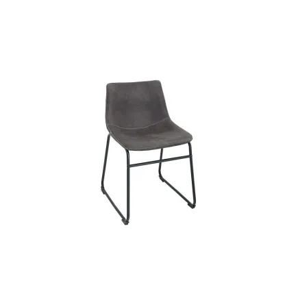 Lot de 2 chaises de salle à manger design vintage coloris gris en microfibre 2