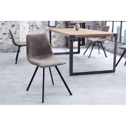 Lot de 4 chaises de salle à manger design scandinave coloris gris taupe en microfibre