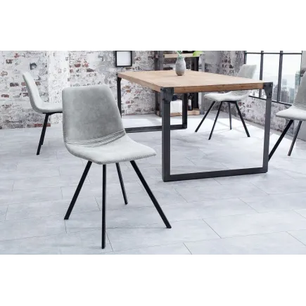 Lot de 4 chaises de salle à manger design scandinave coloris gris claire en microfibre