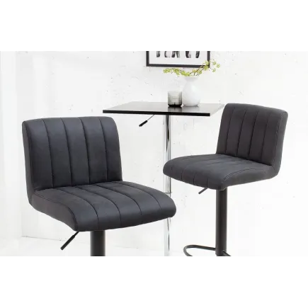 Lot de 2 tabourets de bar design coloris gris vintage en microfibre 2