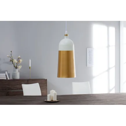 Lampe suspension design en métal de couleur dorée et blanche 2