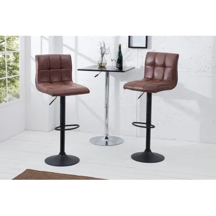 Lot de 2 tabourets de bar contemporain coloris brun vintage en microfibre