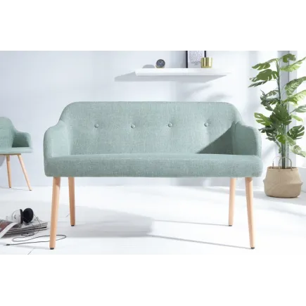 Banc design scandinave coloris citron vert en tissu avec pieds en bois massif 2