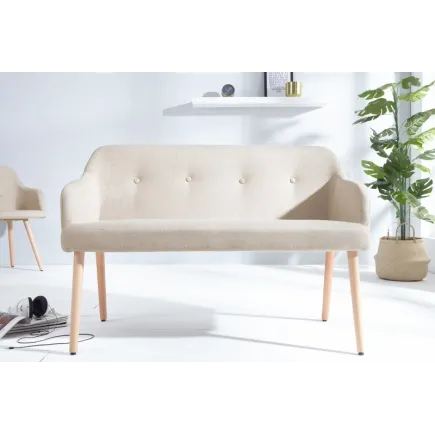 Banc design scandinave en tissu avec pieds en bois massif 2