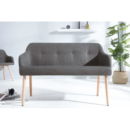 Banc design scandinave coloris gris foncé en tissu avec pieds en bois massif 2