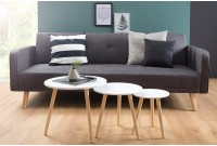Ensemble de 3 tables d'appoint design scandinave coloris blanc avec pieds en bois de pin