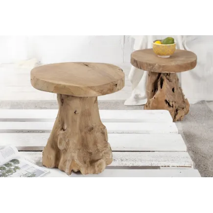 Table d'appoint design naturel de 40cm en bois massif