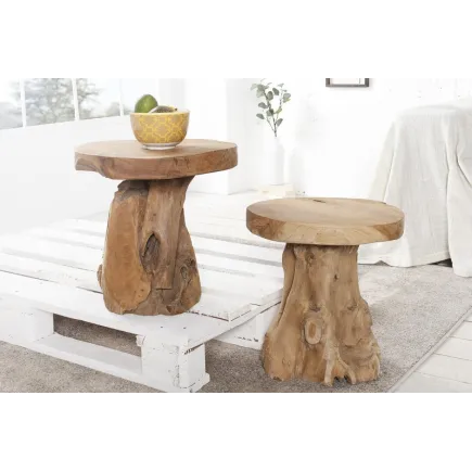 Table d'appoint design naturel de 40cm en bois massif 2