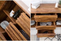 Buffet en Bois Massif Sheesham RELIEF – 160 cm Design| La force du design, la douceur du foyer.