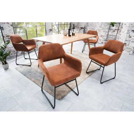Chaise de salle à manger design coloris brun antique en microfibre