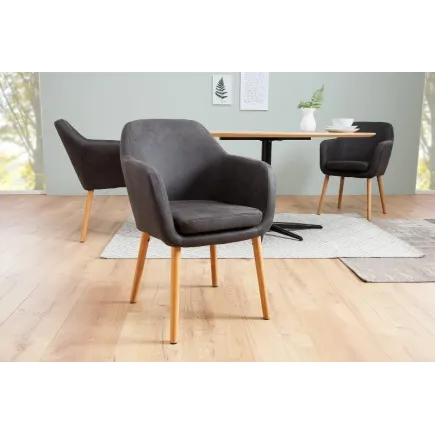Chaise contemporaine de salle à manger coloris gris vintage en microfibre