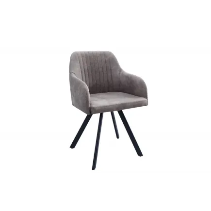 Chaise de salle à manger design vintage de couleur gris taupe en microfibre 2
