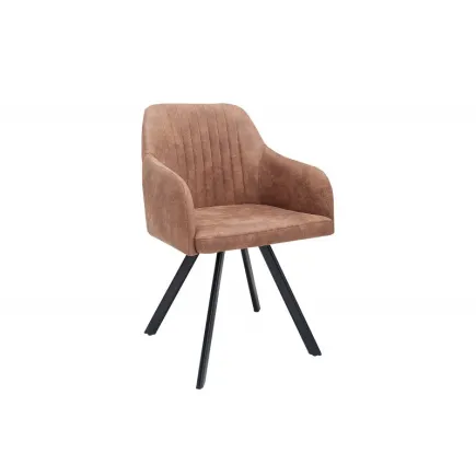 Chaise de salle à manger design vintage de couleur brun en microfibre 2