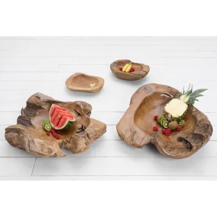 Corbeille de fruits design naturel en bois teck 2