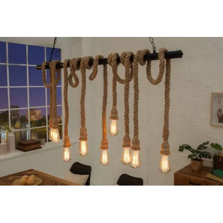 Suspension design marin naturel à 10 lampes