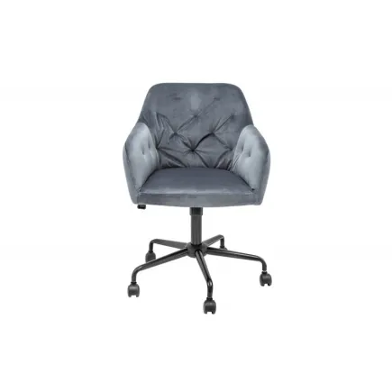 Chaise de bureau velours avec accoudoir gris