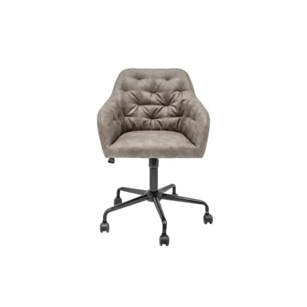 Chaise de bureau en velours coloris  taupe  avec un dossier capitonné