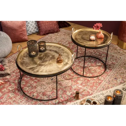 Ensemble de deux table basse dorée 2