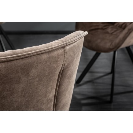 Chaise design scandinave de salle à manger coloris taupe en microfibre avec piétement en métal 2
