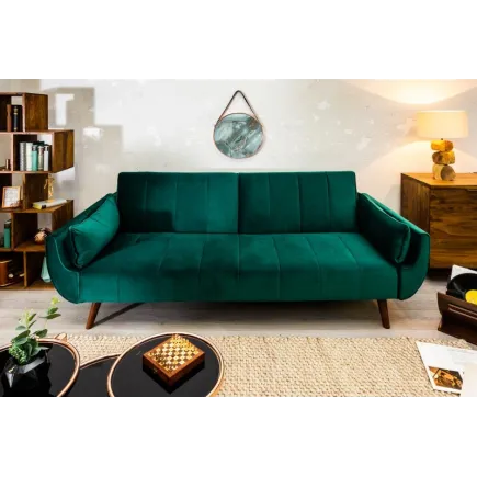 Canapé convertible design scandinave coloris vert en velours