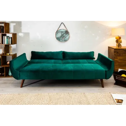 Canapé convertible design scandinave coloris vert en velours 2