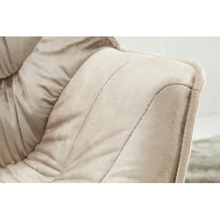 Chaise design scandinave de salle à manger coloris champagne greige en microfibre avec piétement en métal 2