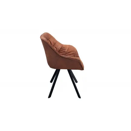 Chaise design coloris marron antique en microfibre avec piétement en métal