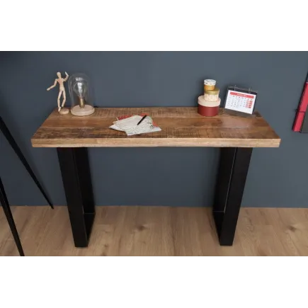 Table à manger 115cm en bois massif et fer 2