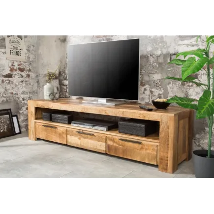 Meuble TV design industriel 170 cm en bois massif
