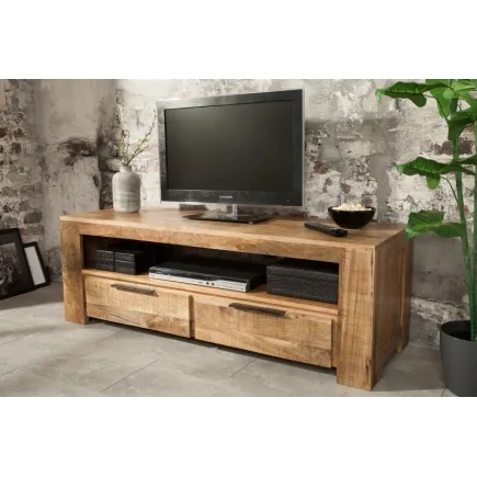 Meuble TV design industriel 130 cm en bois massif