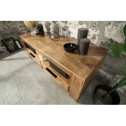 Meuble TV design industriel 130 cm en bois massif 2