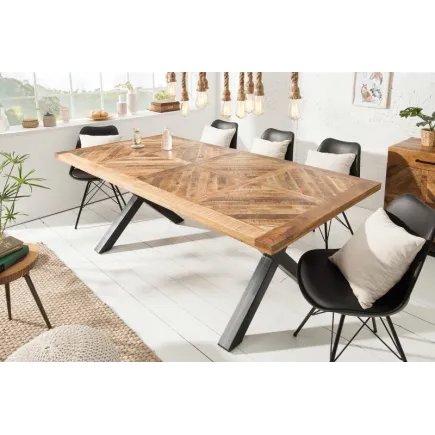 Table à manger 200cm design industriel en bois de manguier naturel 2