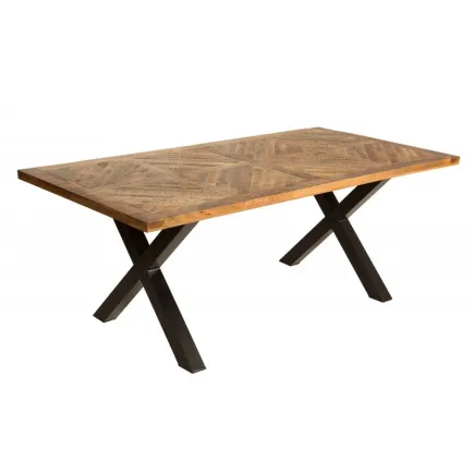 Table à manger 200cm design industriel en bois de manguier naturel