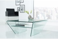 Table basse contemporaine en verre 70cm  avec étagère transparente Table basse contemporaine en verre 70cm  avec étagère transparente