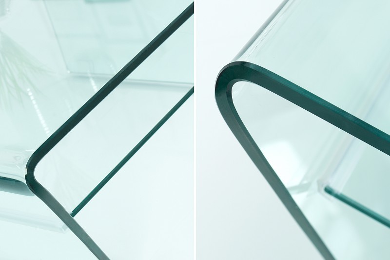 Table basse contemporaine en verre 70cm  avec étagère transparente