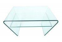 Table basse contemporaine en verre 70cm  avec étagère transparente Table basse contemporaine en verre 70cm  avec étagère transparente