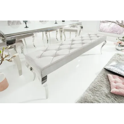 Banquette design BAROQUE  172cm en velours et acier inoxydable