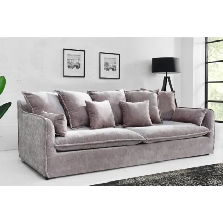 Grand canapé 3 places en velours taupe 210cm