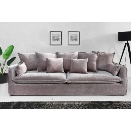 Grand canapé 3 places en velours taupe 210cm 2