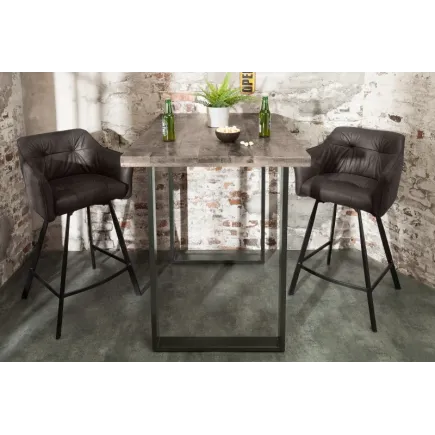 Table de bar design industriel de 120 cm coloris gris et noir en métal et bois massif 2