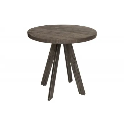 Table à manger haute de style industriel coloris gris en bois massif et métal