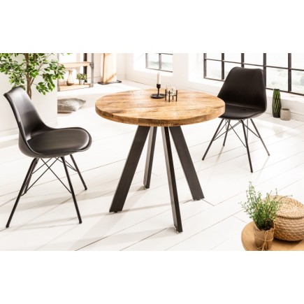 Table à manger haute de style industriel coloris naturel en bois massif et métal