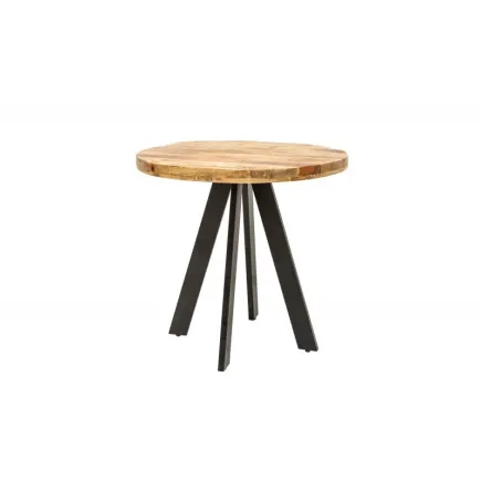 Table à manger haute de style industriel coloris naturel en bois massif et métal