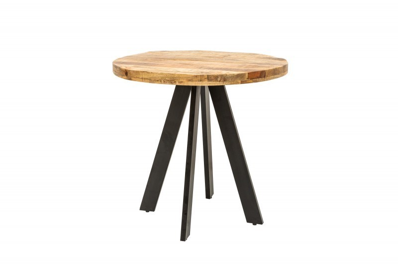 Table à manger haute de style industriel coloris naturel en bois massif et métal