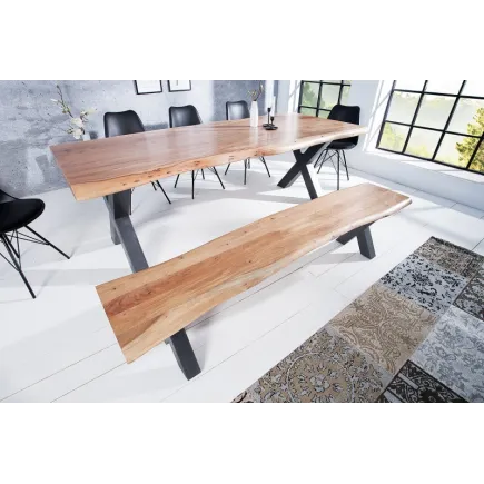 Banc 200 cm design industriel alliant bois et métal 2