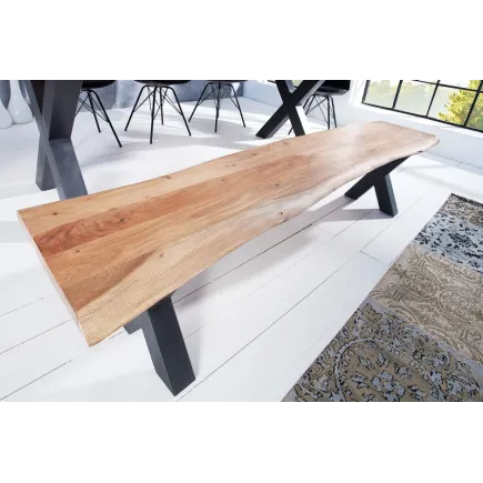 Banc 200 cm design industriel alliant bois et métal