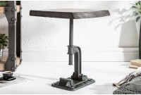 Table d'appoint design industriel coloris gris en bois massif et métal